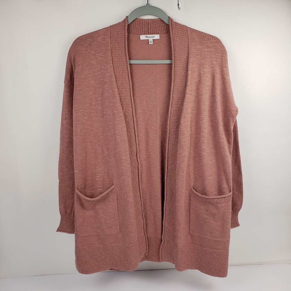 Nl Madewell XXS Dusty Rose Pink Cardigan Sweater Pockets Cotton Blend Women